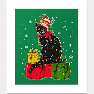 Cat Christmas Lover Light merry Christmas Posters and Art